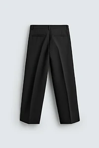 CROPPED PLEATED WIDE FIT PANTS