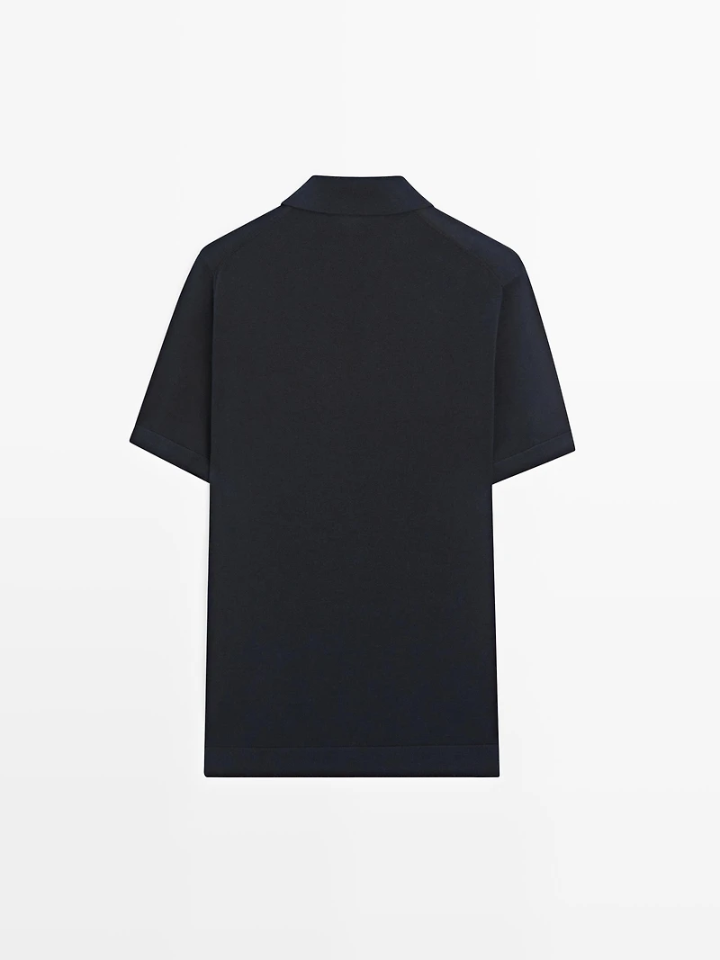 Knit cotton polo shirt
