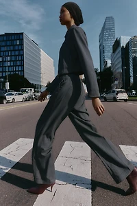 HERRINGBONE STRAIGHT LEG PANTS