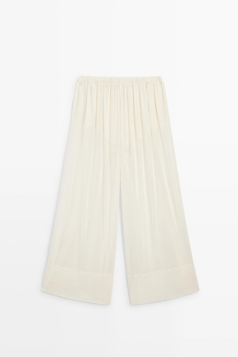 Semi-sheer flowing wide-leg pants