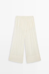 Semi-sheer flowing wide-leg pants