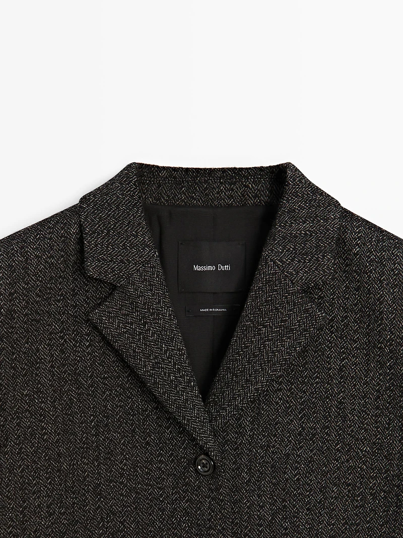 Herringbone wool blend blazer
