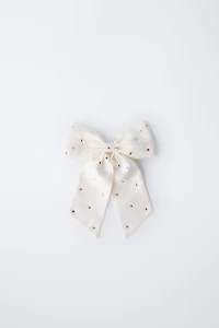 JEWELED BOW ELASTIC HAIR TIE