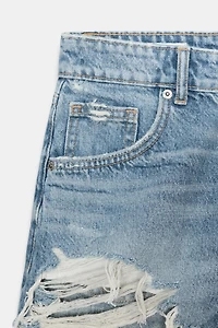 TRF CURVED HIGH-WAISTED DENIM SHORTS