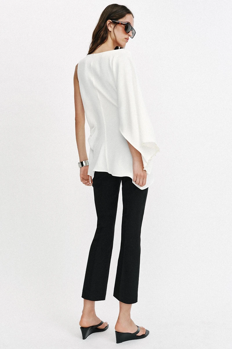 ASYMMETRIC PEARL TUNIC BLOUSE