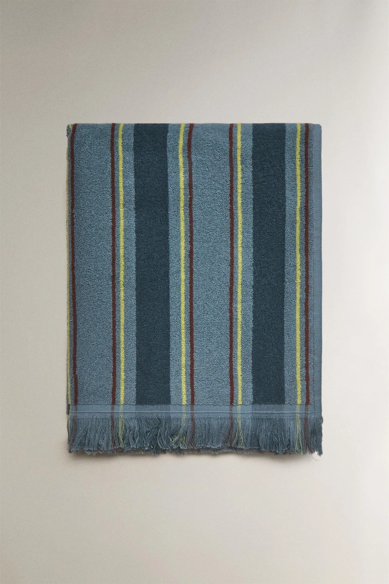 SERVIETTE DE PLAGE ENFANT COTON RAYURES