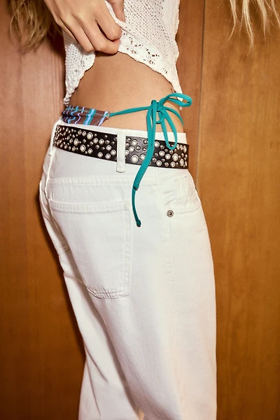 PERFORATED STUD FAUX LEATHER BELT