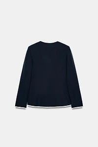 CONTRASTING PIPING BLAZER
