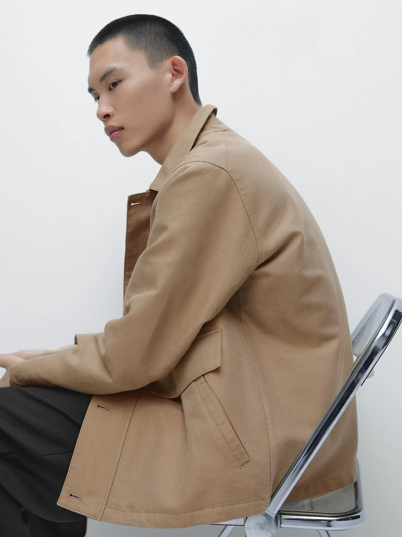 Veste avec détails poches et lin