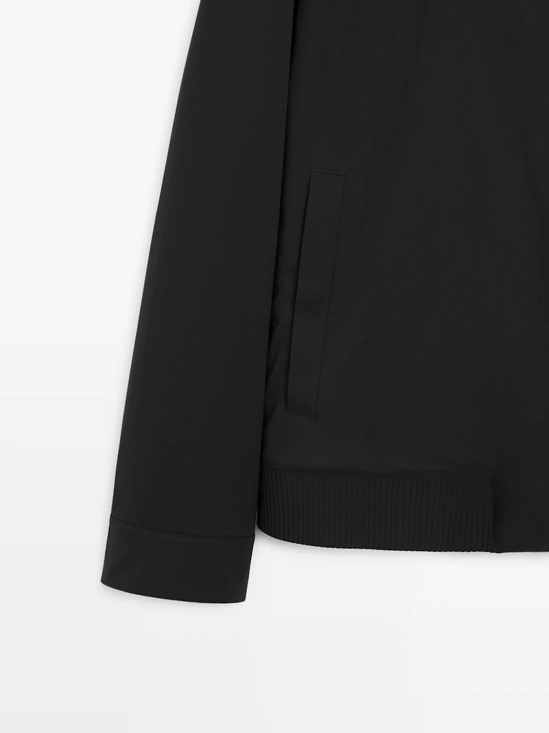 Water-repellent bomber jacket with hem detail