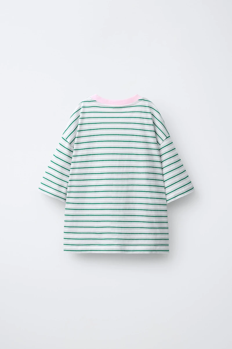EMBROIDERED STRIPED T-SHIRT WITH PENN