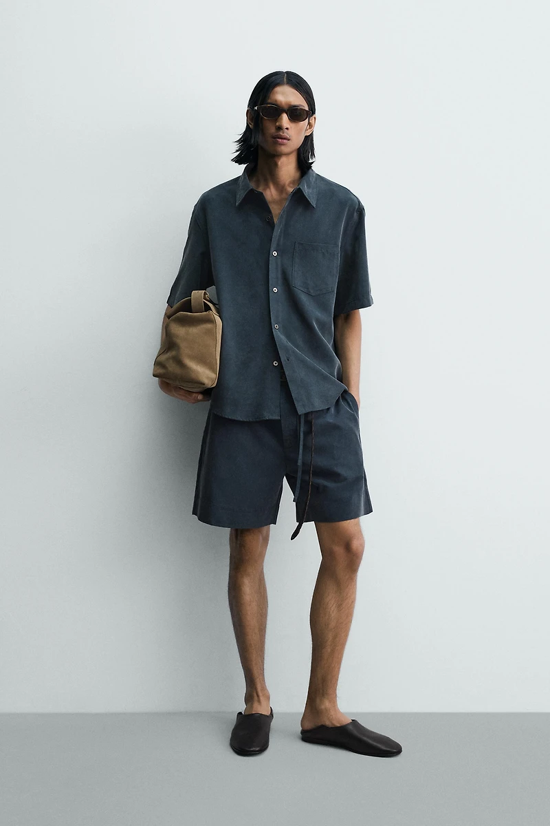 BERMUDA RELAXED FIT EFFET DÉLAVÉ