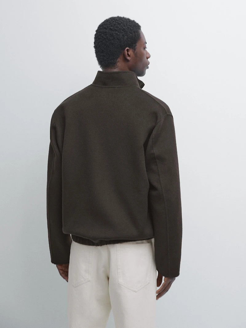 Wool blend high neck jacket