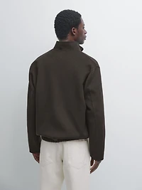 Wool blend high neck jacket