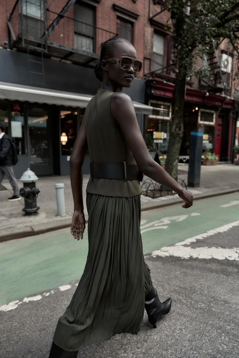 BELTED MIDI DRESS