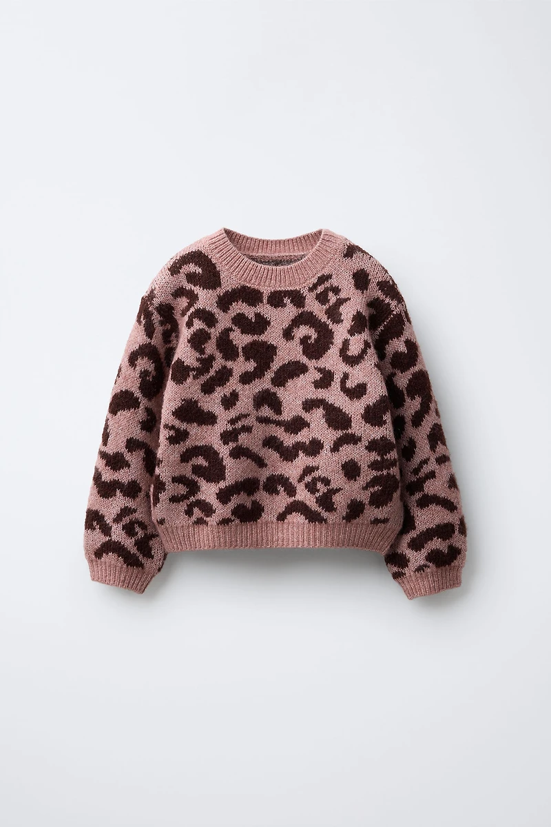 ANIMAL PRINT KNIT SWEATER
