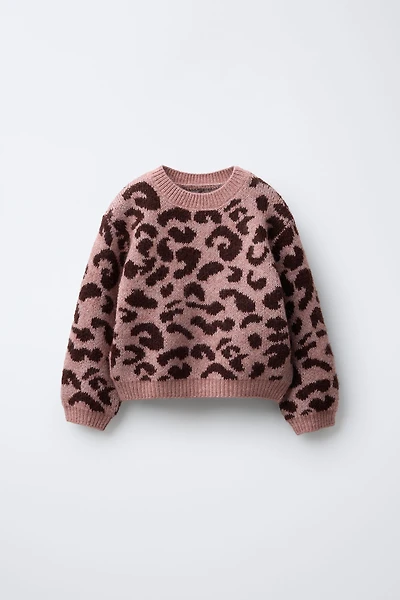 ANIMAL PRINT KNIT SWEATER