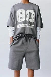 TEXT PRINT T-SHIRT AND BERMUDA SET