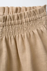 100% LINEN CROCHET FLORAL SHORTS