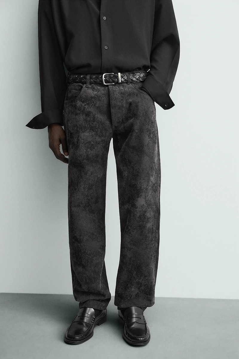 ABSTRACT JACQUARD STRAIGHT FIT JEANS