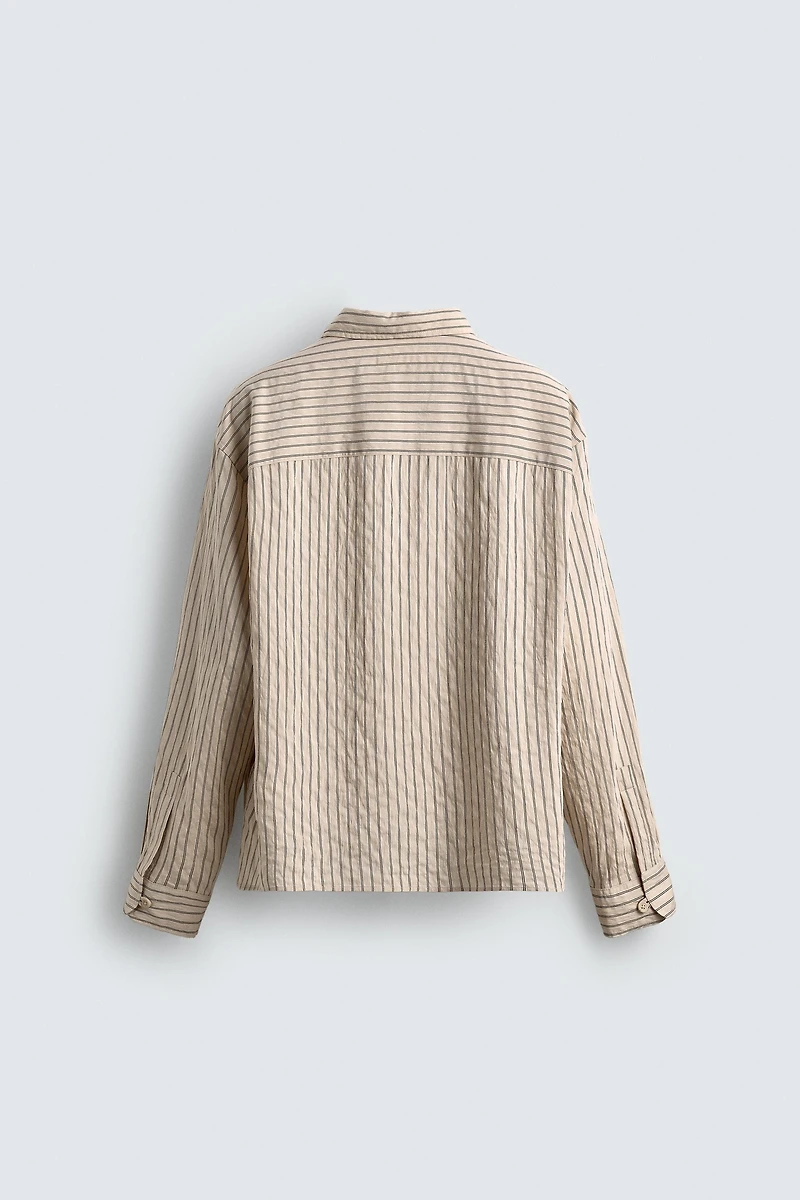 FLOWY WRINKLED EFFECT STRIPED SHIRT