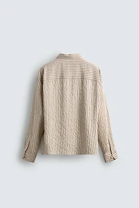 FLOWY WRINKLED EFFECT STRIPED SHIRT