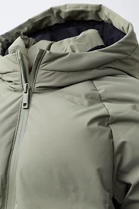 WATER REPELLENT HOODED PUFFER COAT