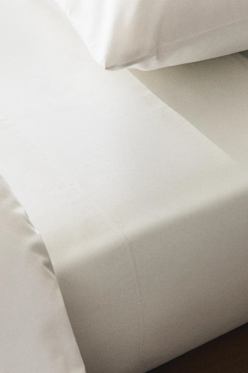PERCALE COTTON FLAT SHEET WITH FLANGE (500 THREAD COUNT)