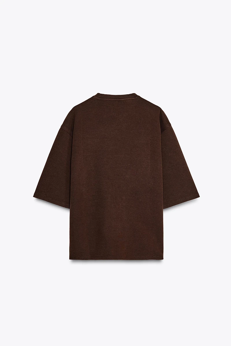 WASHED EFFECT INTERLOCK T-SHIRT