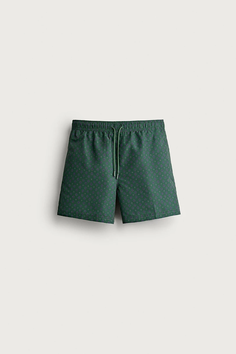 GEOMETRIC PRINT MID-LENGTH SWIM TRUNKS