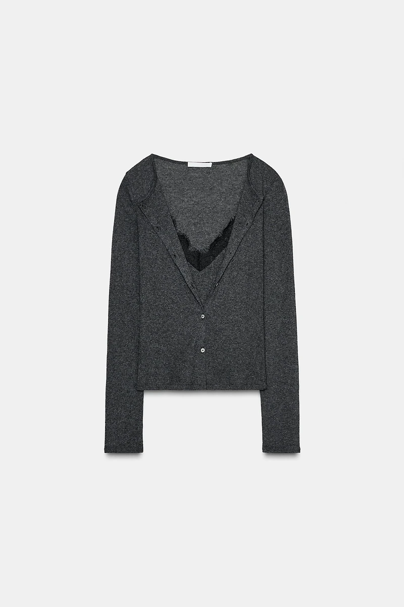 VESTE TOP COMBINÉE DENTELLE