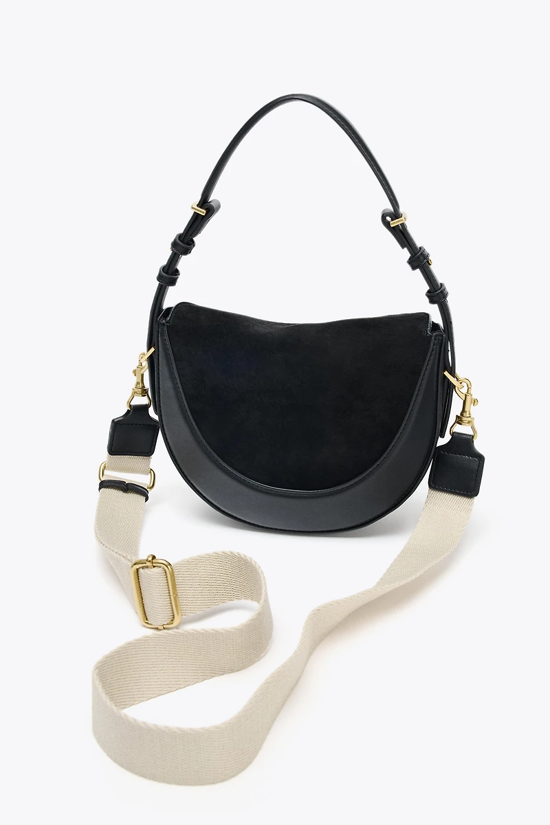 CROSSBODY BAG WITH LEATHER FLAP