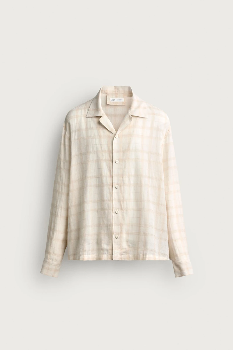 RELAXED FIT COTTON-LINEN JACQUARD SHIRT