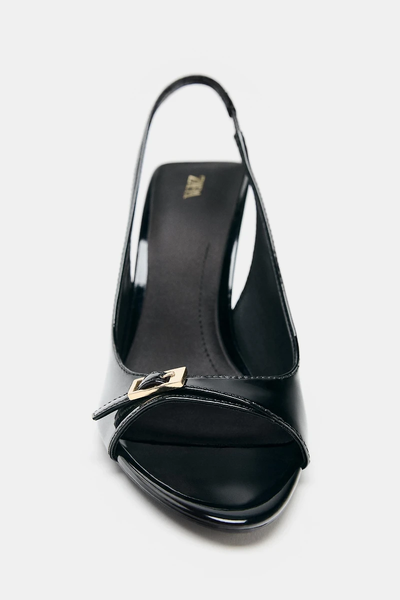 PATENT FINISH HEELED SANDALS