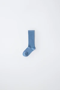 LONG PLAIN RIBBED SOCKS