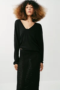 POINTELLE KNIT LONG SKIRT