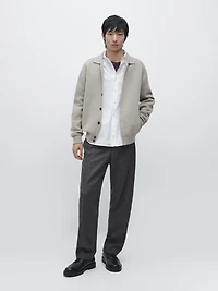 100% cotton knit cardigan with polo collar