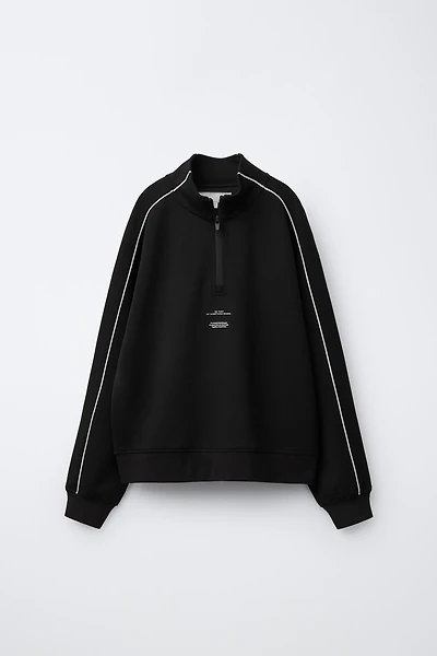 CONTRASTING PIPING ATHLETIC SWEATSHIRT