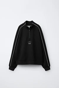 CONTRASTING PIPING ATHLETIC SWEATSHIRT