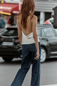 SATIN EFFECT HALTER TOP