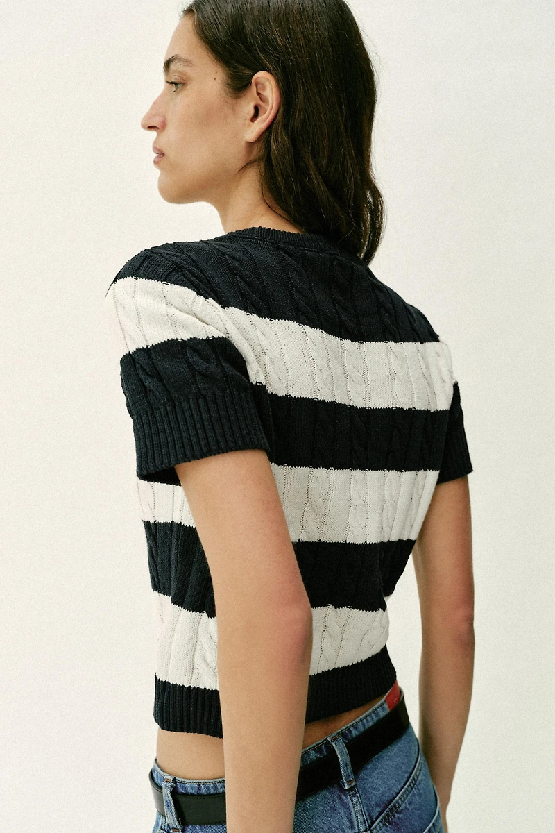 CABLE KNIT STRIPED JUMPER