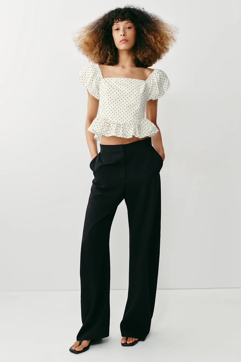 PRINTED EYELET EMBROIDERED TOP