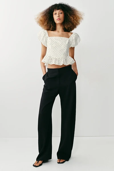 PRINTED EYELET EMBROIDERED TOP