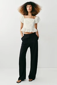 PRINTED EYELET EMBROIDERED TOP