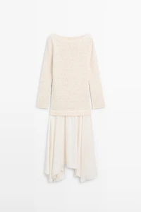 Combined asymmetric midi dress