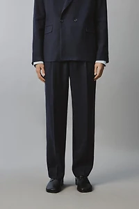 LINEN COTTON BLEND PLEATED SUIT PANTS