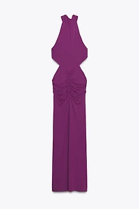 GATHERED HALTER MAXI DRESS
