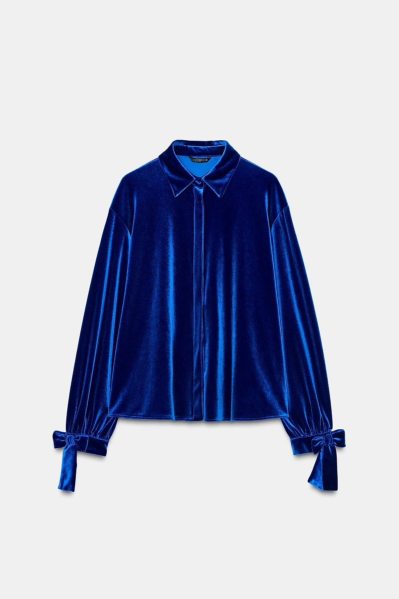 CHEMISE EN VELOURS AVEC LACETS