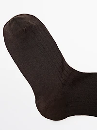 Ribbed silk blend socks
