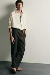EMBROIDERED COTTON-LINEN RELAXED FIT SHIRT
